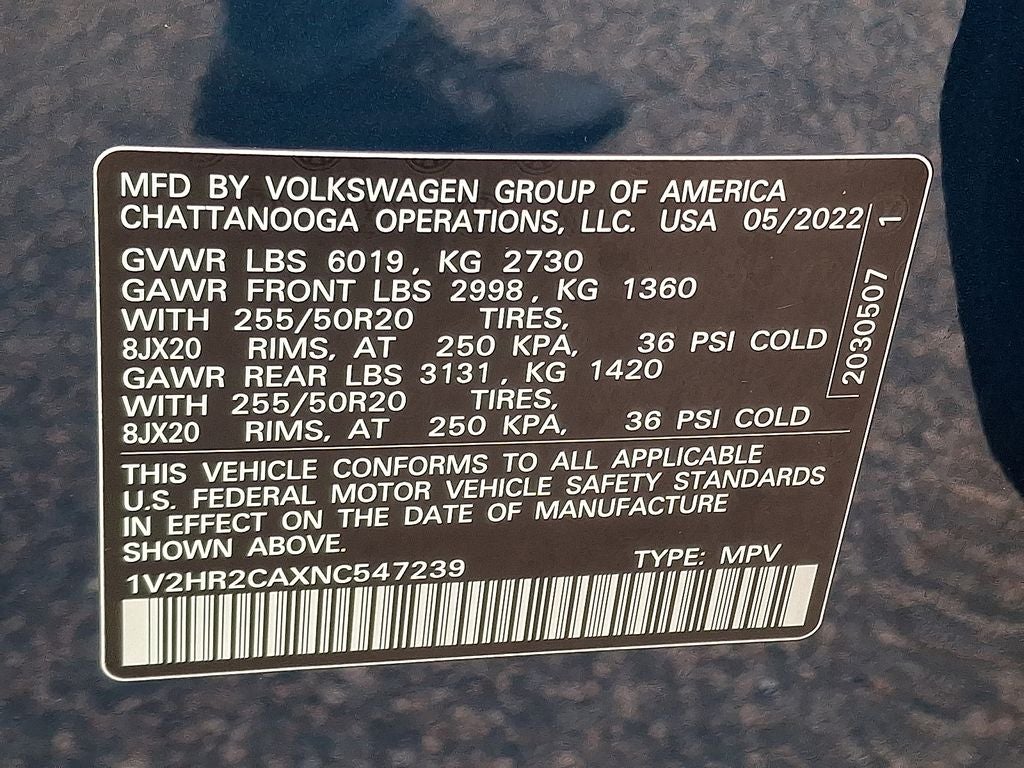2022 Volkswagen Atlas 3.6L V6 SE w/Technology