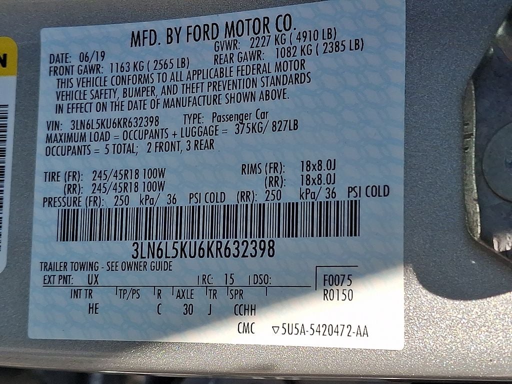 2019 Lincoln MKZ Hybrid Standard