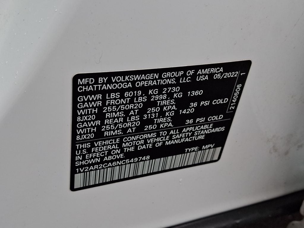 2022 Volkswagen Atlas 3.6L V6 SEL R-Line