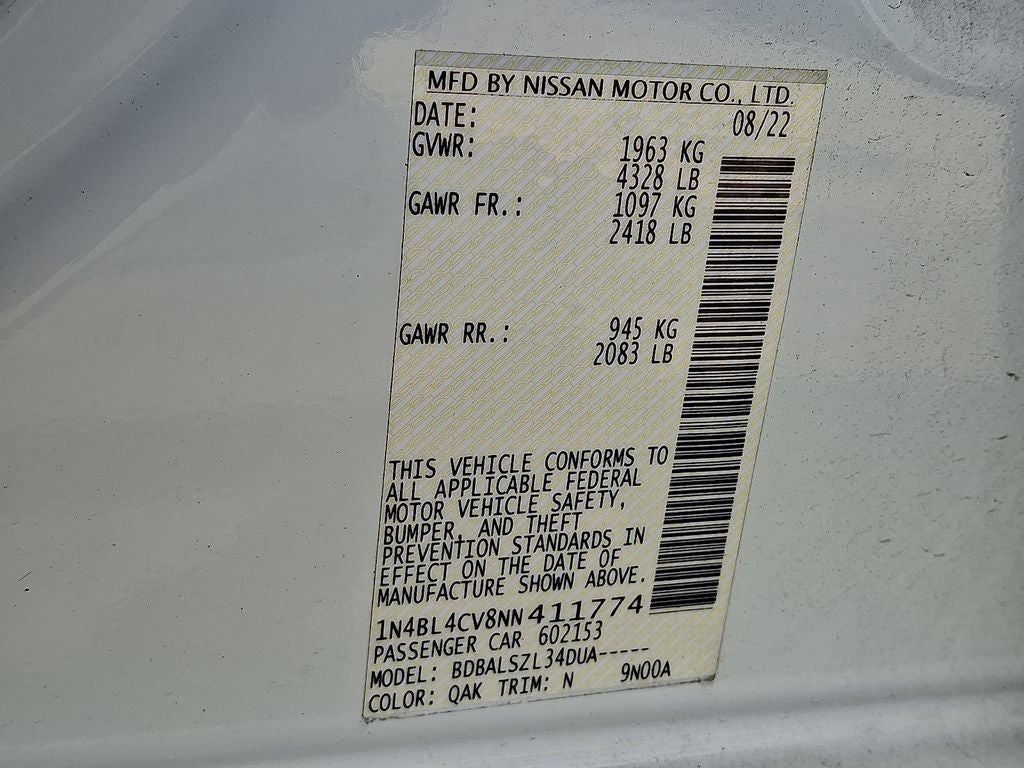 2022 Nissan Altima 2.5 SR