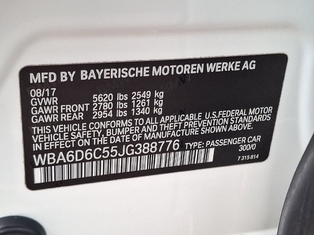 2018 BMW 6 Series 650i xDrive Gran Coupe