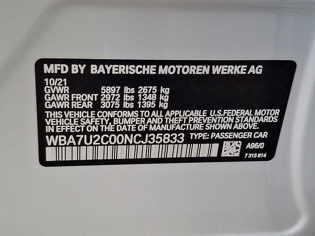 2022 BMW 7 Series 750i xDrive