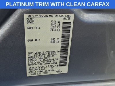 2019 Nissan Altima 2.0 Platinum