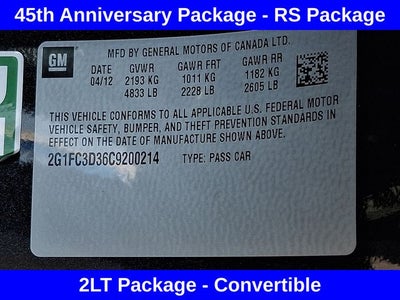 2012 Chevrolet Camaro 2LT 2LT