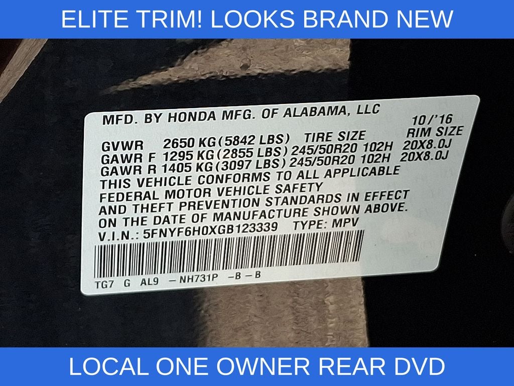 2016 Honda Pilot Elite