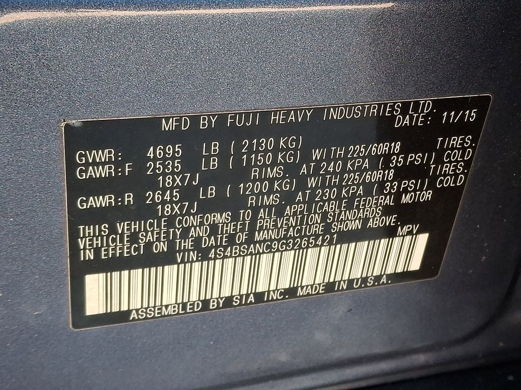 2016 Subaru Outback 2.5i Limited