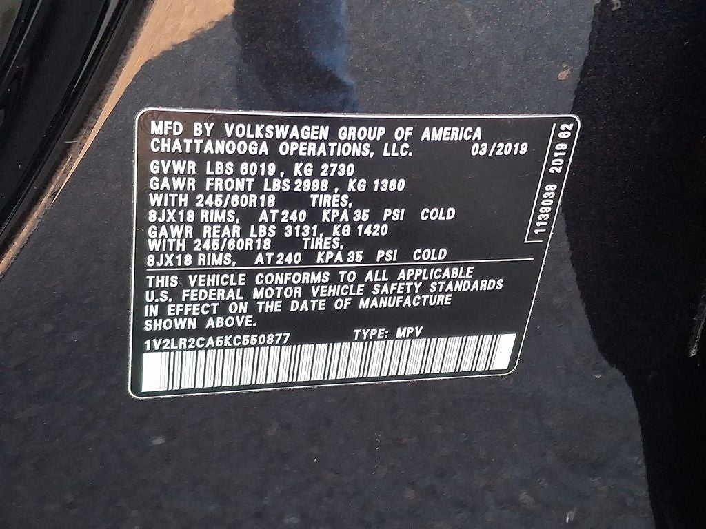 2019 Volkswagen Atlas 3.6L V6 SE 4Motion